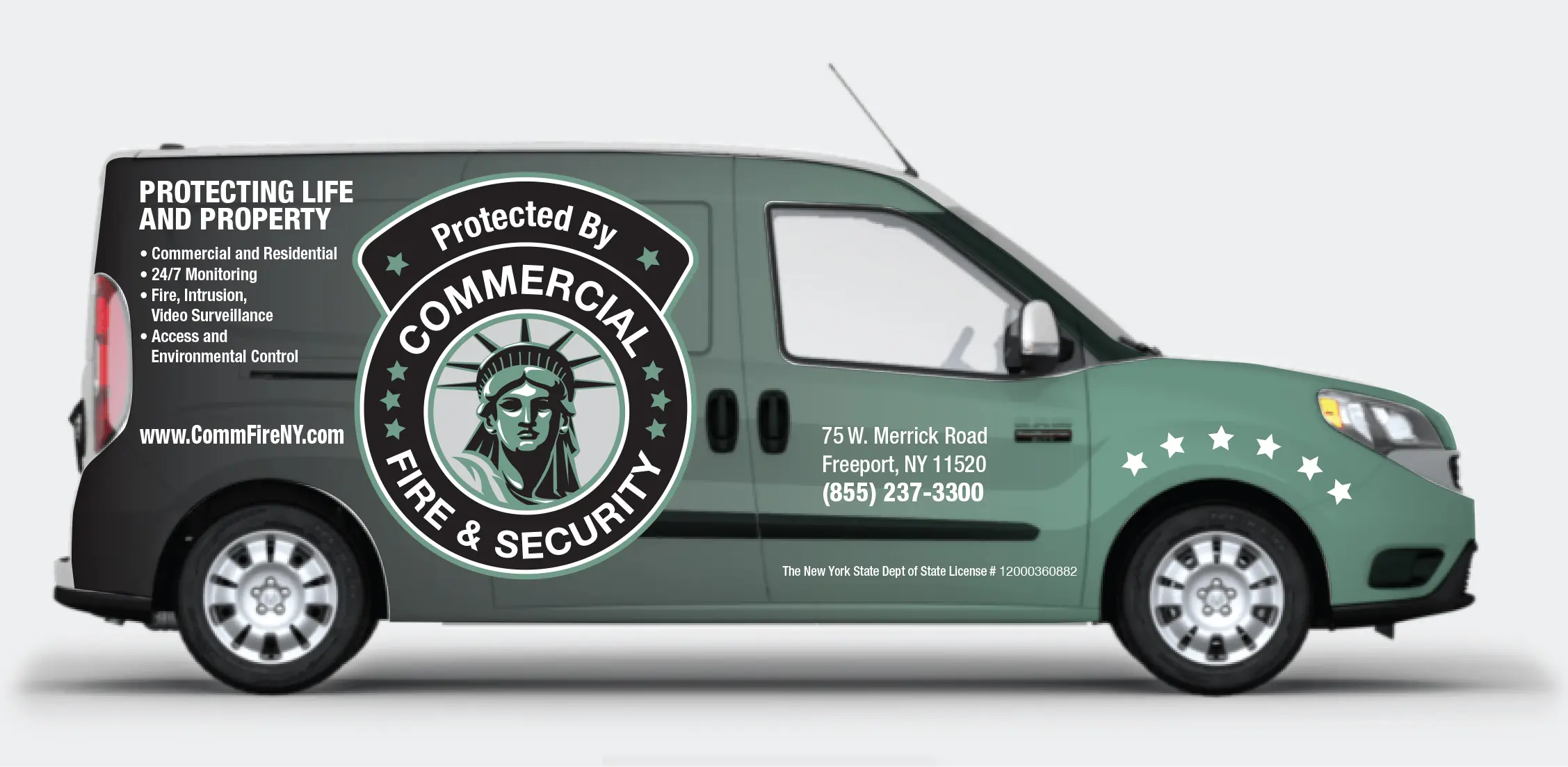 A Commercial Fire and Security Service Vehicle.